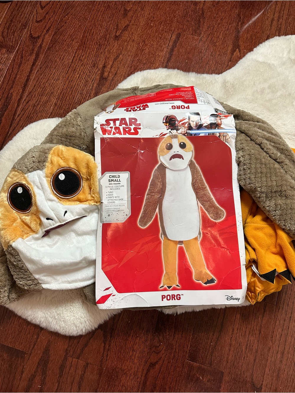 Star Wars Disney PORG Kids Costume - Brown/White/Orange  size youth small 4-6